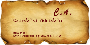 Cziráki Adrián névjegykártya